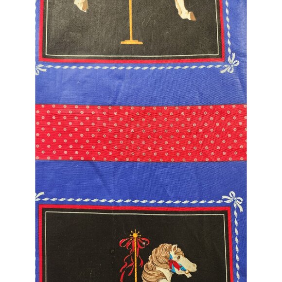 Vintage Carousel Horse Fabric Panel Cranston Print Red Blue Quilting Material Ca - Picture 16 of 16